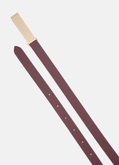 Women's 15mm Elongated Plaque Leather Belt in Belts