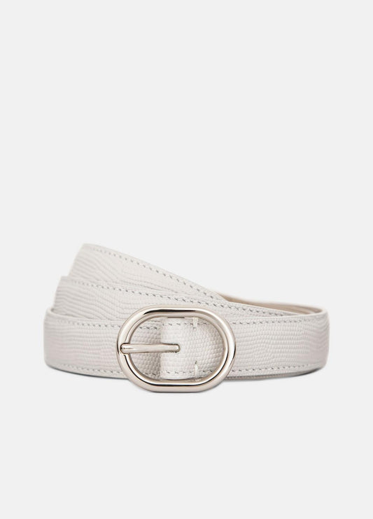 Women’s 20mm Stitched Lizard-Embossed Leather Belt in Belts