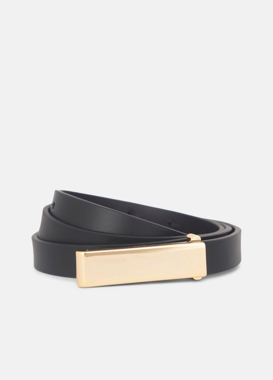 Women's 15mm Elongated Plaque Leather Belt in Belts
