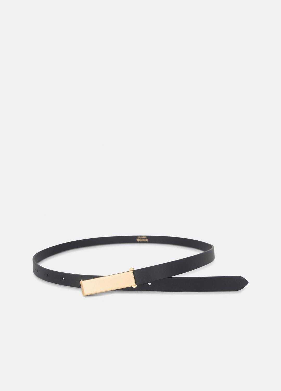 Women's 15mm Elongated Plaque Leather Belt in Belts