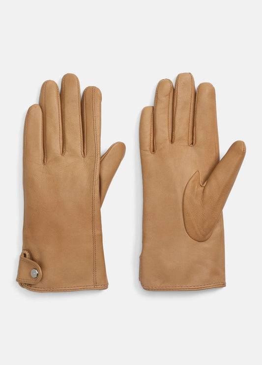 Cashmere-Lined Leather Snap Glove in Gloves