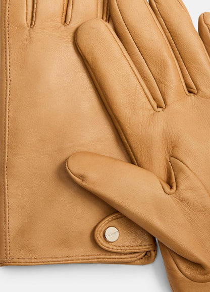 Cashmere-Lined Leather Snap Glove in Gloves