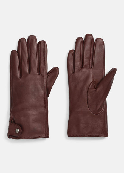Cashmere-Lined Leather Snap Glove in Gloves