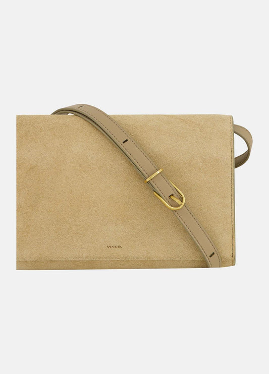 Suede Crossbody Wallet in Leather & Suede
