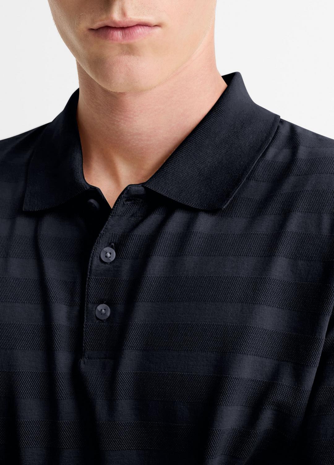 Jacquard-Stripe Cotton Long-Sleeve Polo Shirt in Long Sleeve