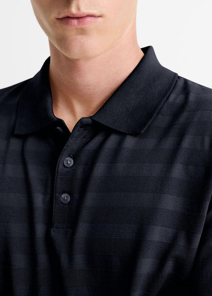 Jacquard-Stripe Cotton Long-Sleeve Polo Shirt in Long Sleeve