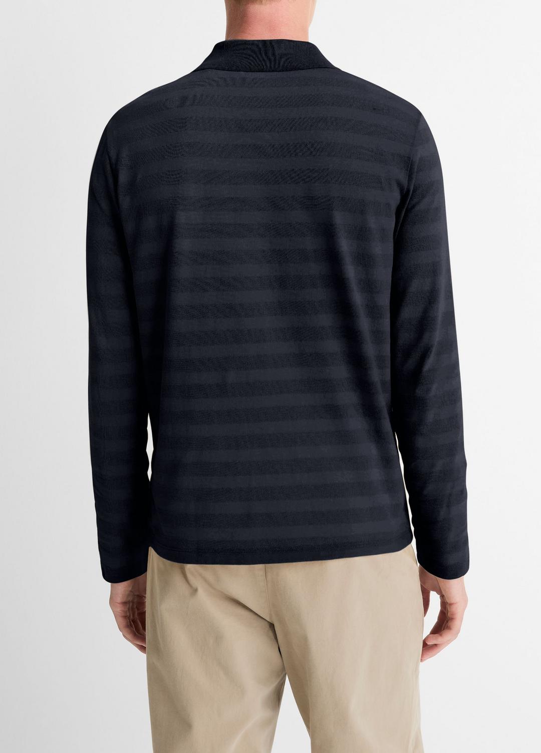 Jacquard-Stripe Cotton Long-Sleeve Polo Shirt in Long Sleeve