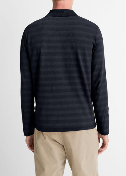 Jacquard-Stripe Cotton Long-Sleeve Polo Shirt in Long Sleeve