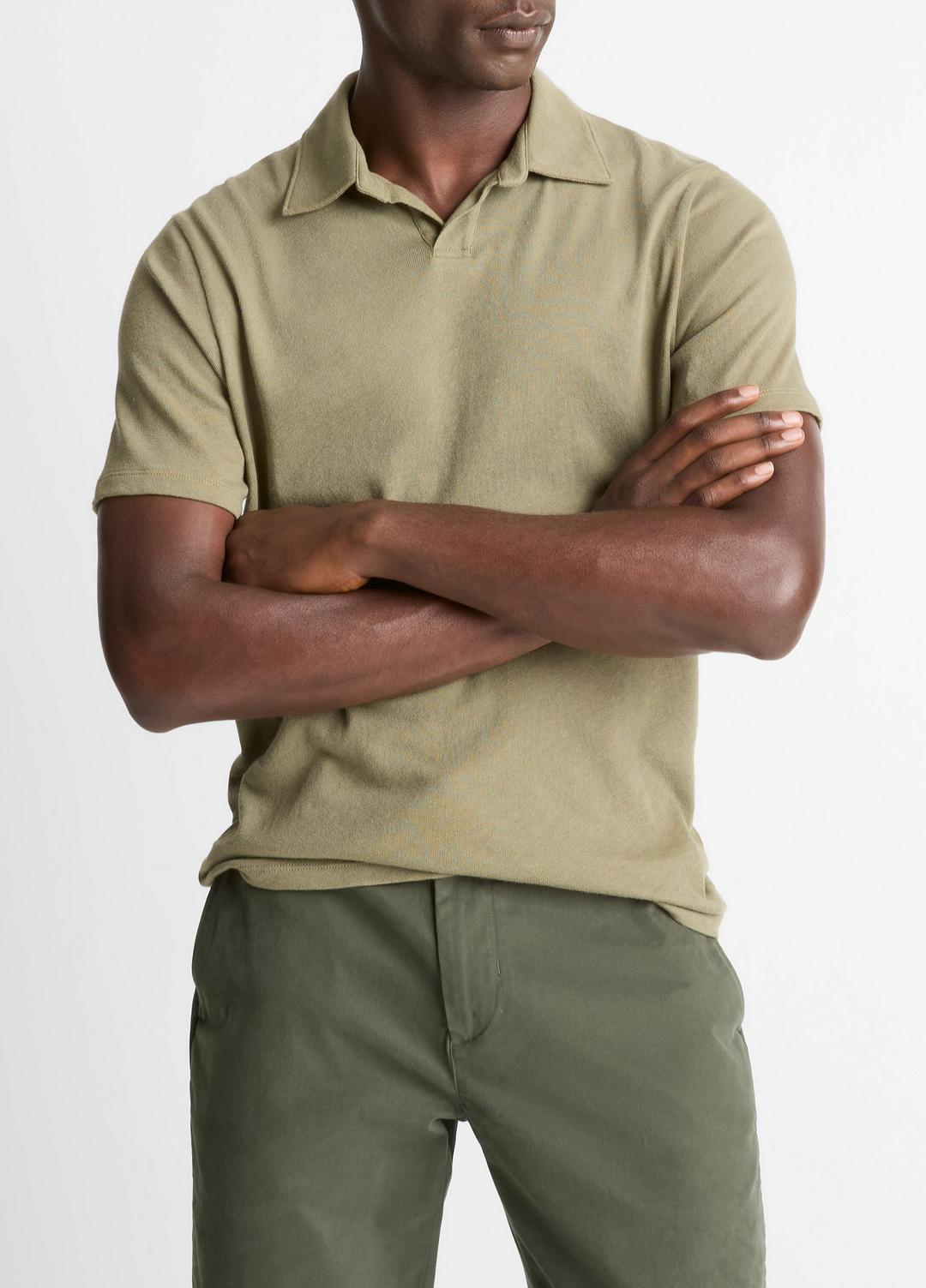 Cotton Johnny-Collar Polo Shirt in Henleys & Polos