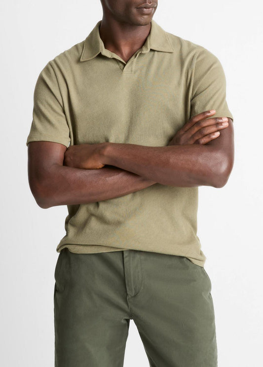Cotton Johnny-Collar Polo Shirt in Henleys & Polos