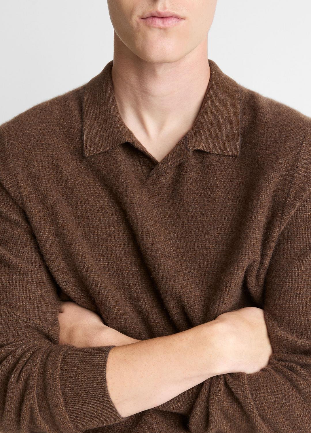 Feed Stripe Plush Cashmere Johnny-Collar Sweater in Cashmere