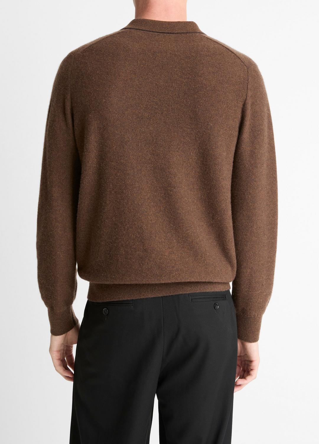 Feed Stripe Plush Cashmere Johnny-Collar Sweater in Cashmere