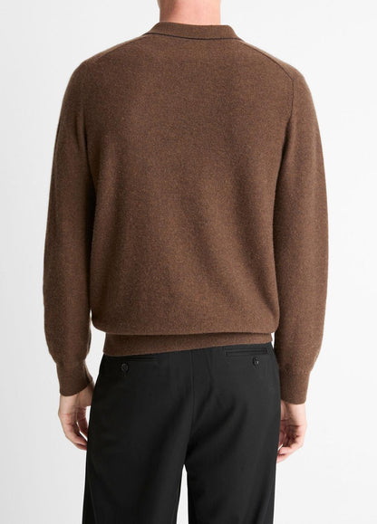 Feed Stripe Plush Cashmere Johnny-Collar Sweater in Cashmere