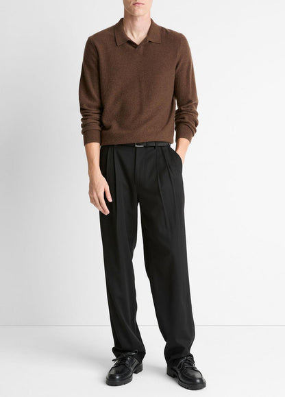 Feed Stripe Plush Cashmere Johnny-Collar Sweater in Cashmere