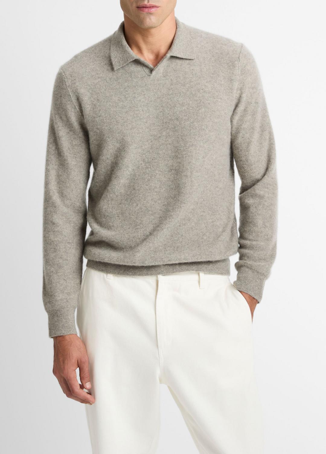 Plush Cashmere Johnny-Collar Polo in Cashmere