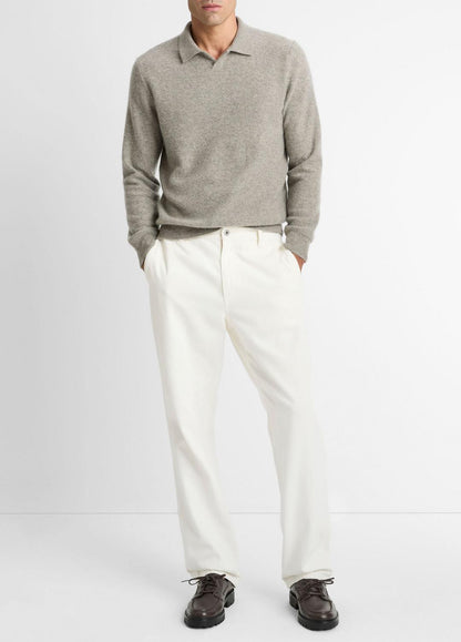 Plush Cashmere Johnny-Collar Polo in Cashmere