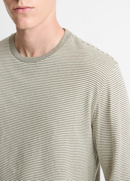 Striped Double-Knit Pima Cotton Long-Sleeve T-Shirt in Long Sleeve