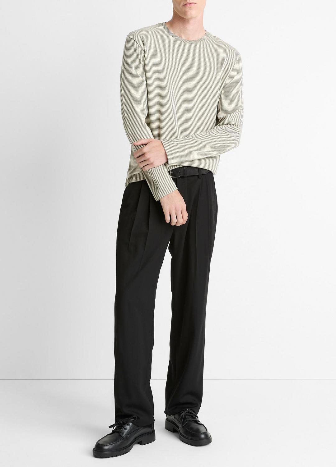 Striped Double-Knit Pima Cotton Long-Sleeve T-Shirt in Long Sleeve