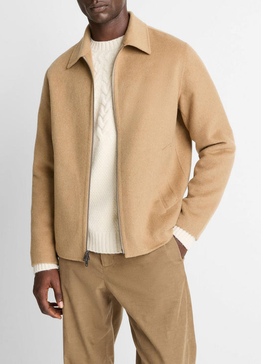Splittable Wool-Blend Zip-Front Jacket in Jackets