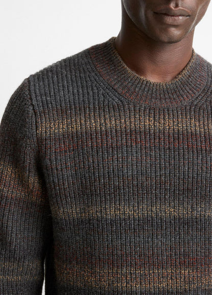 Space-Dye Shaker Wool-Blend Sweater in Crew Neck