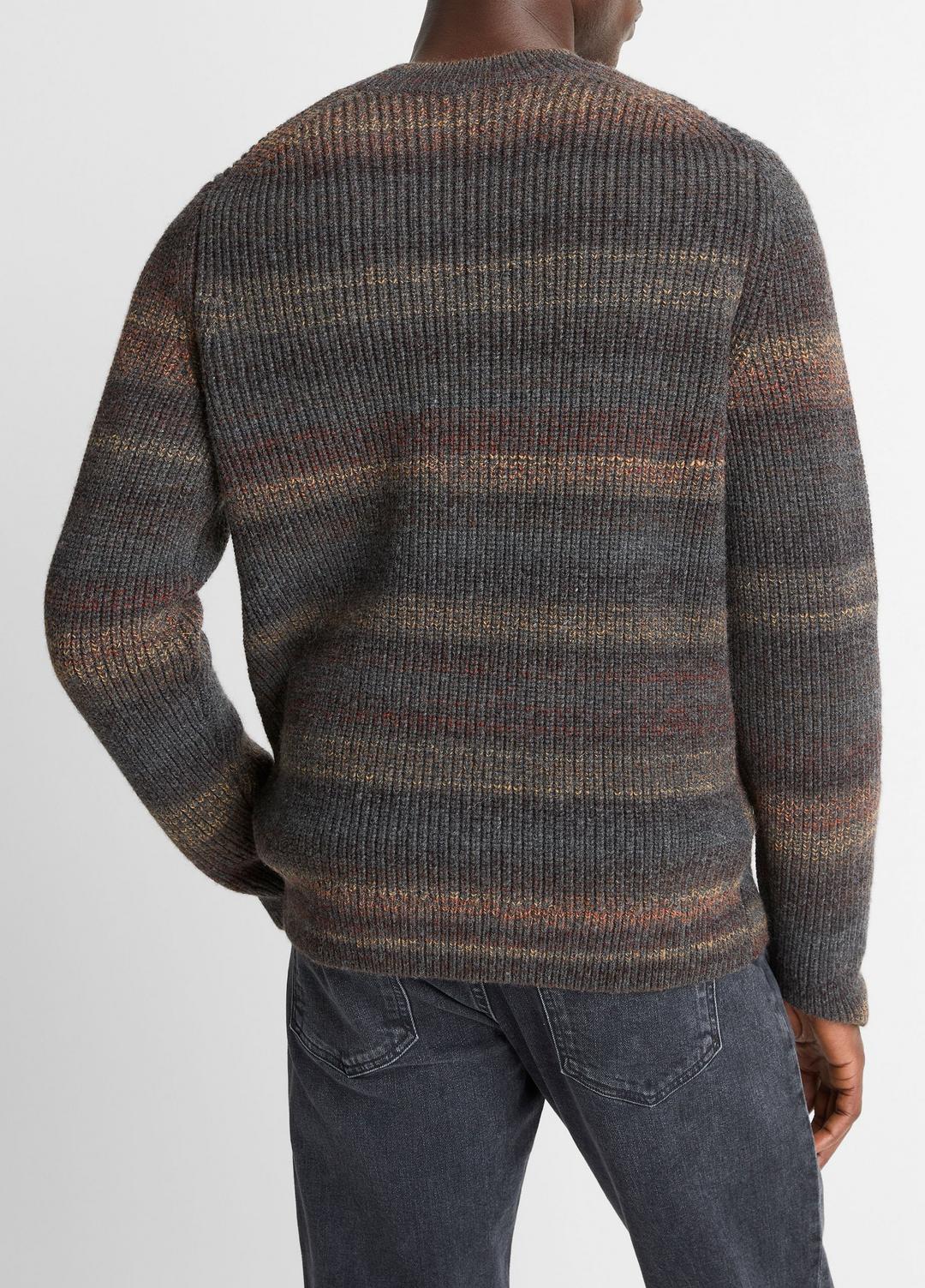 Space-Dye Shaker Wool-Blend Sweater in Crew Neck