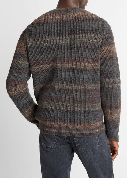 Space-Dye Shaker Wool-Blend Sweater in Crew Neck
