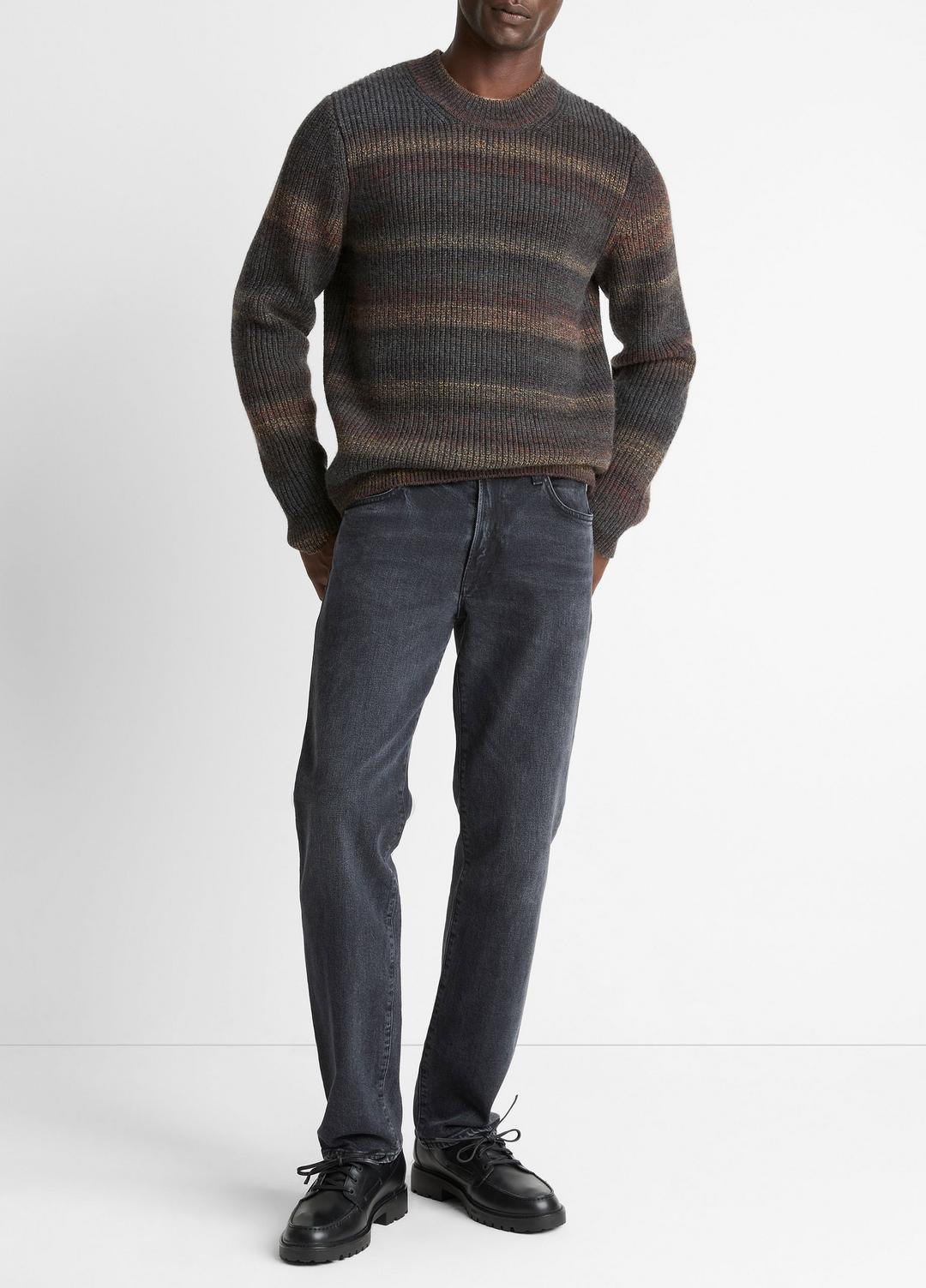Space-Dye Shaker Wool-Blend Sweater in Crew Neck