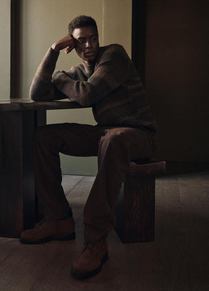 Space-Dye Shaker Wool-Blend Sweater in Crew Neck