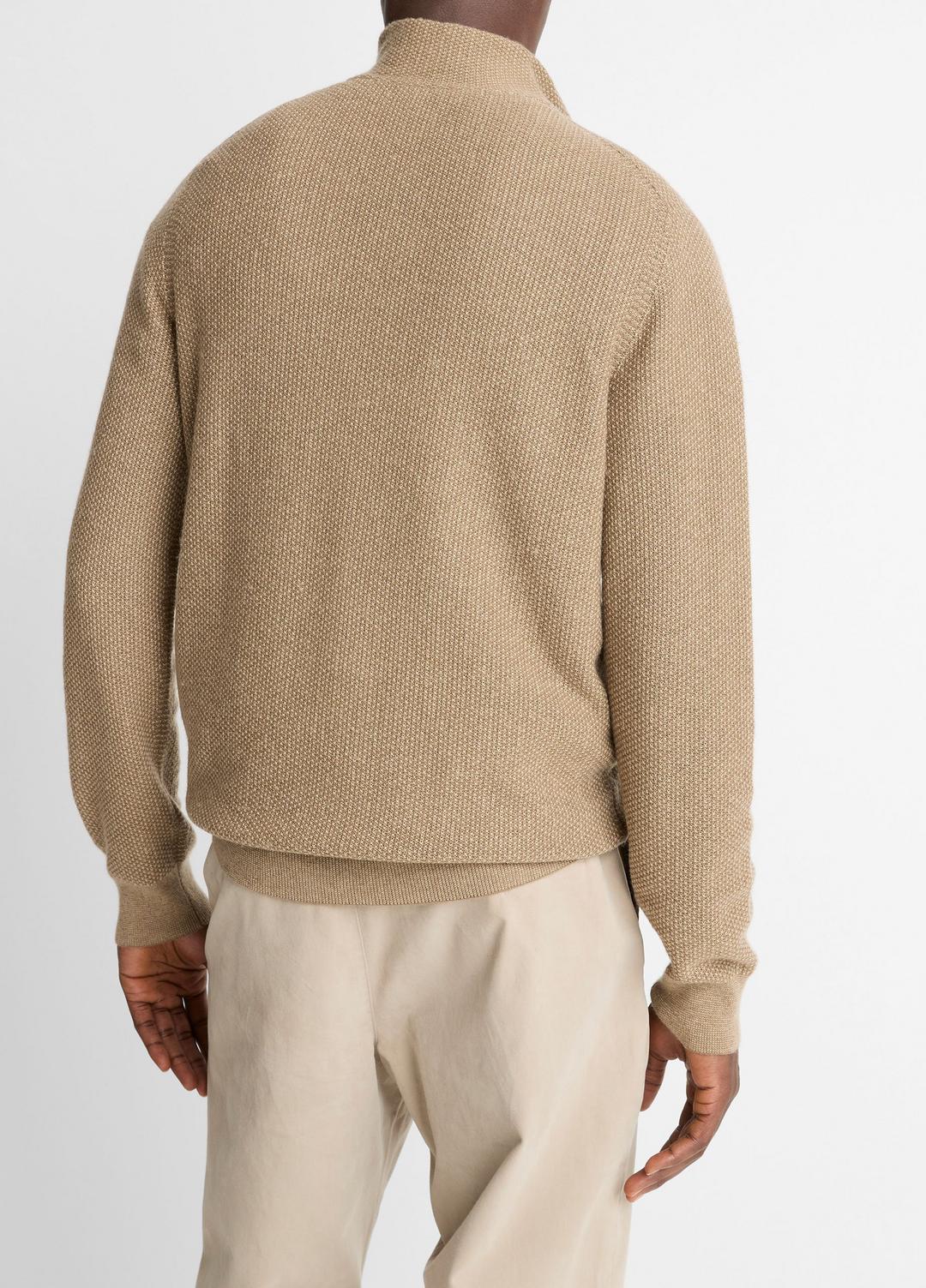 Geo-Jacquard Wool-Blend Quarter-Zip Sweater in Crew Neck