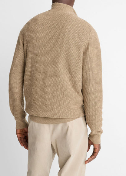 Geo-Jacquard Wool-Blend Quarter-Zip Sweater in Crew Neck