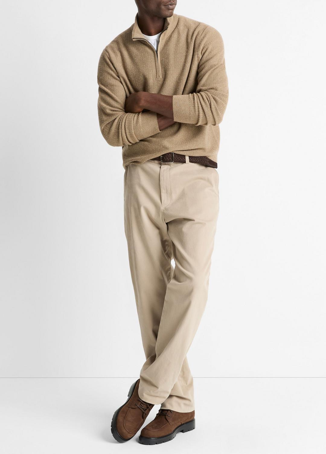 Geo-Jacquard Wool-Blend Quarter-Zip Sweater in Crew Neck