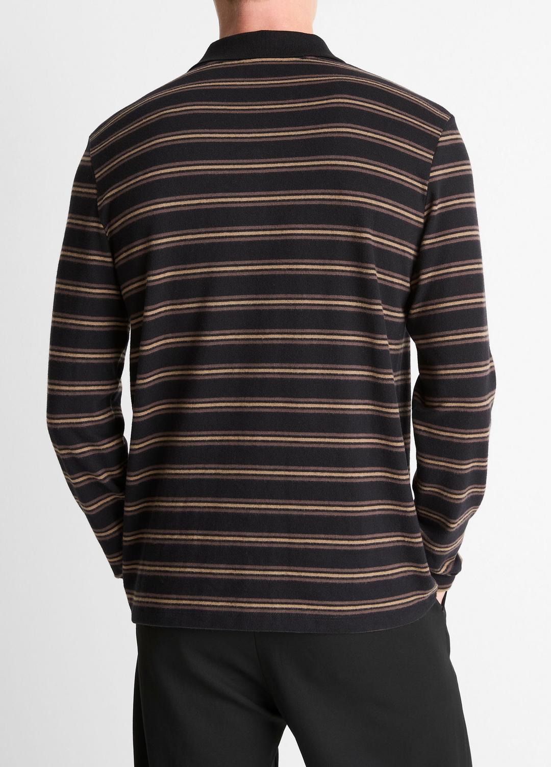 Striped Cotton-Blend Long-Sleeve Polo Shirt in Henleys & Polos