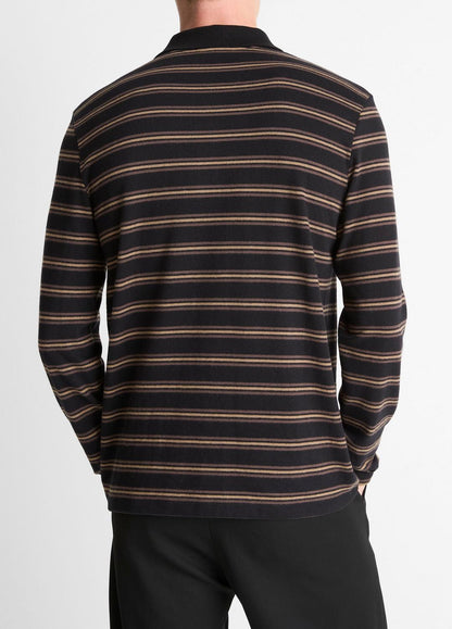 Striped Cotton-Blend Long-Sleeve Polo Shirt in Henleys & Polos