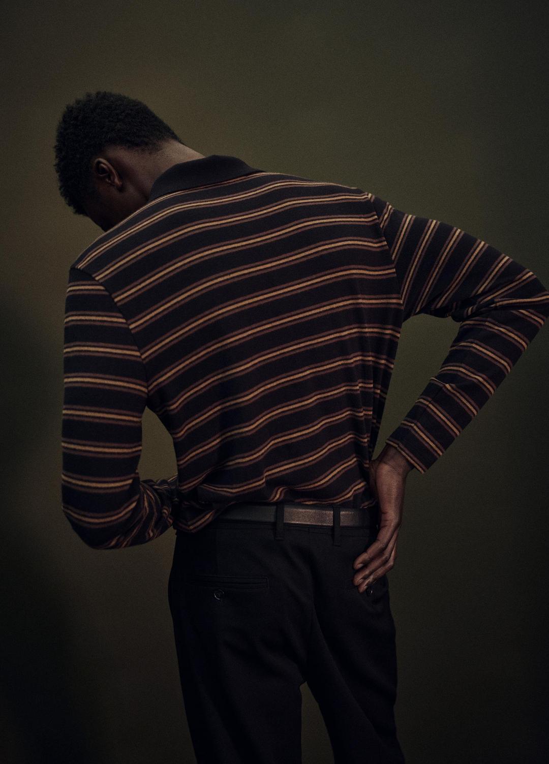 Striped Cotton-Blend Long-Sleeve Polo Shirt in Henleys & Polos