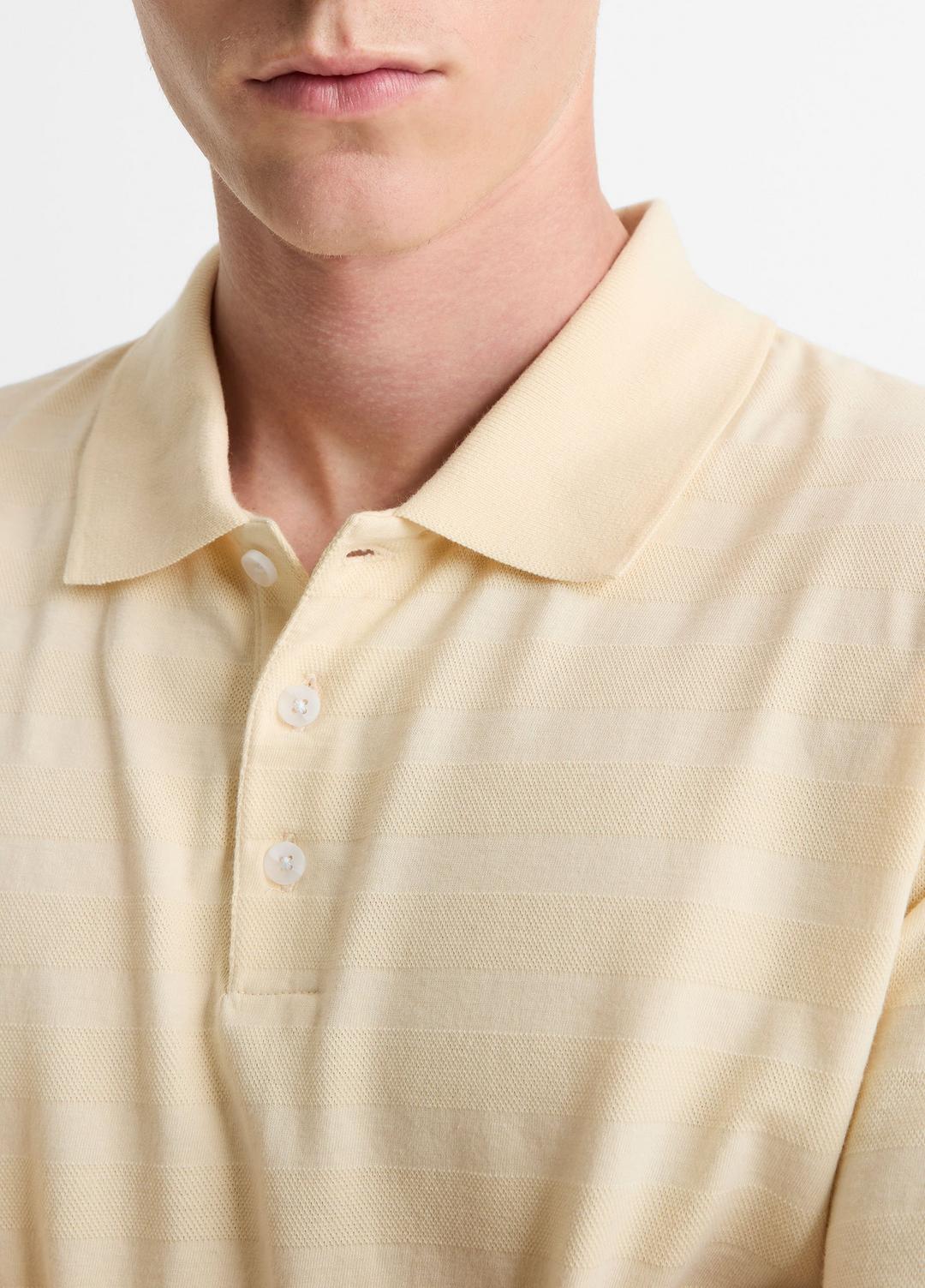 Jacquard-Stripe Cotton Long-Sleeve Polo Shirt in Long Sleeve