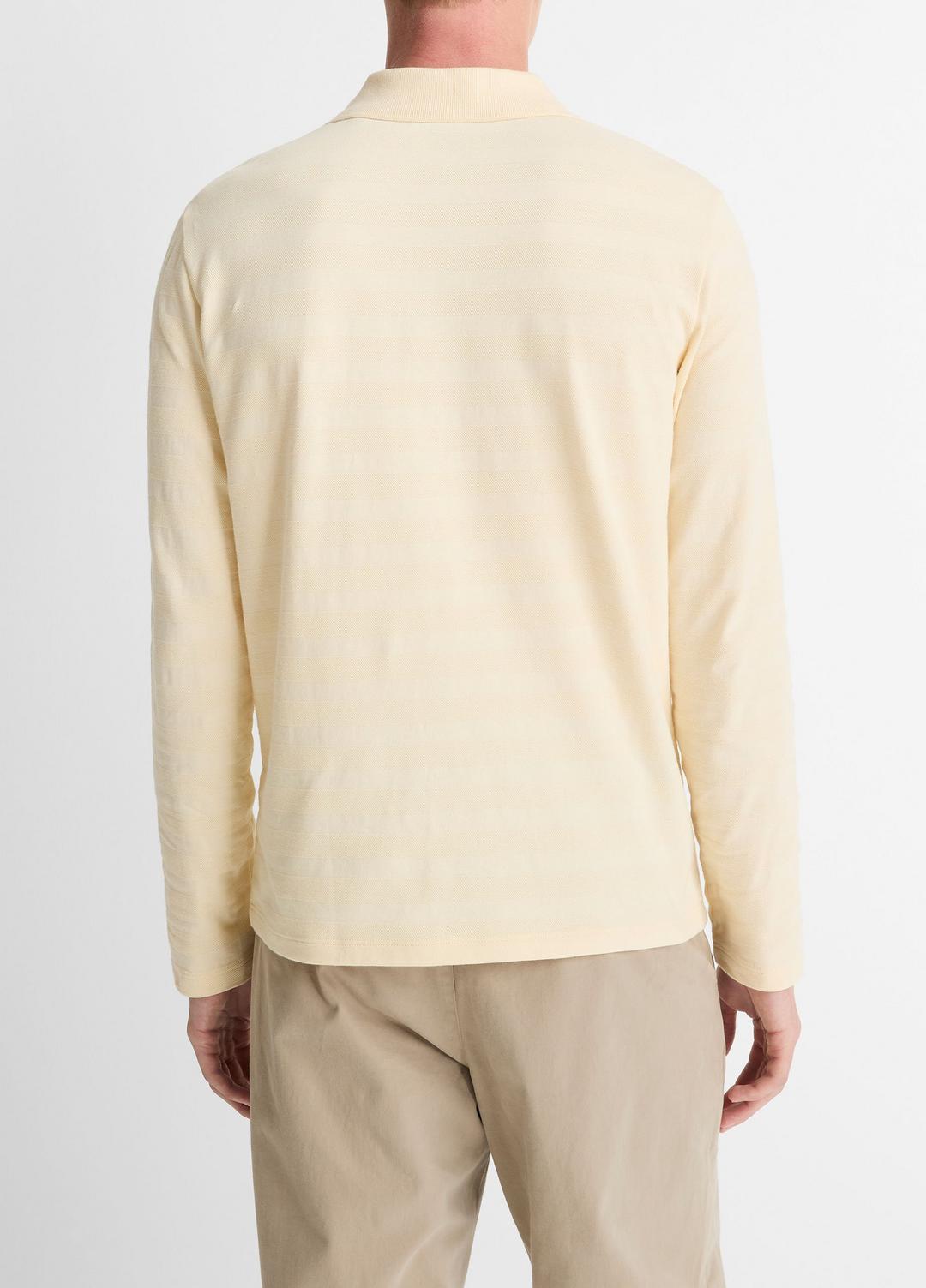 Jacquard-Stripe Cotton Long-Sleeve Polo Shirt in Long Sleeve