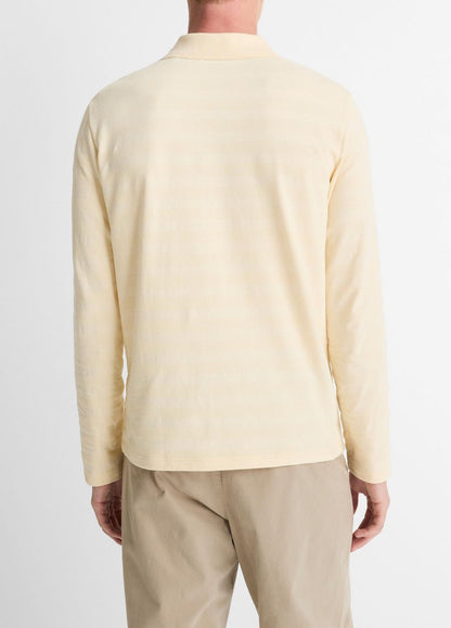 Jacquard-Stripe Cotton Long-Sleeve Polo Shirt in Long Sleeve