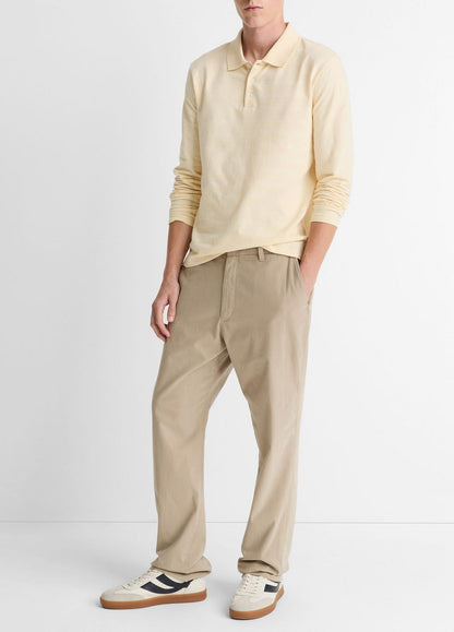 Jacquard-Stripe Cotton Long-Sleeve Polo Shirt in Long Sleeve