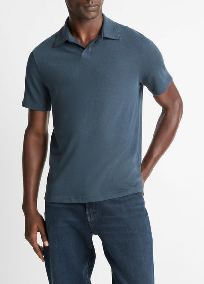 Cotton Johnny-Collar Polo Shirt in Henleys & Polos