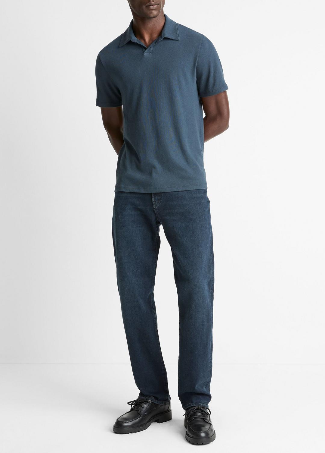 Cotton Johnny-Collar Polo Shirt in Henleys & Polos