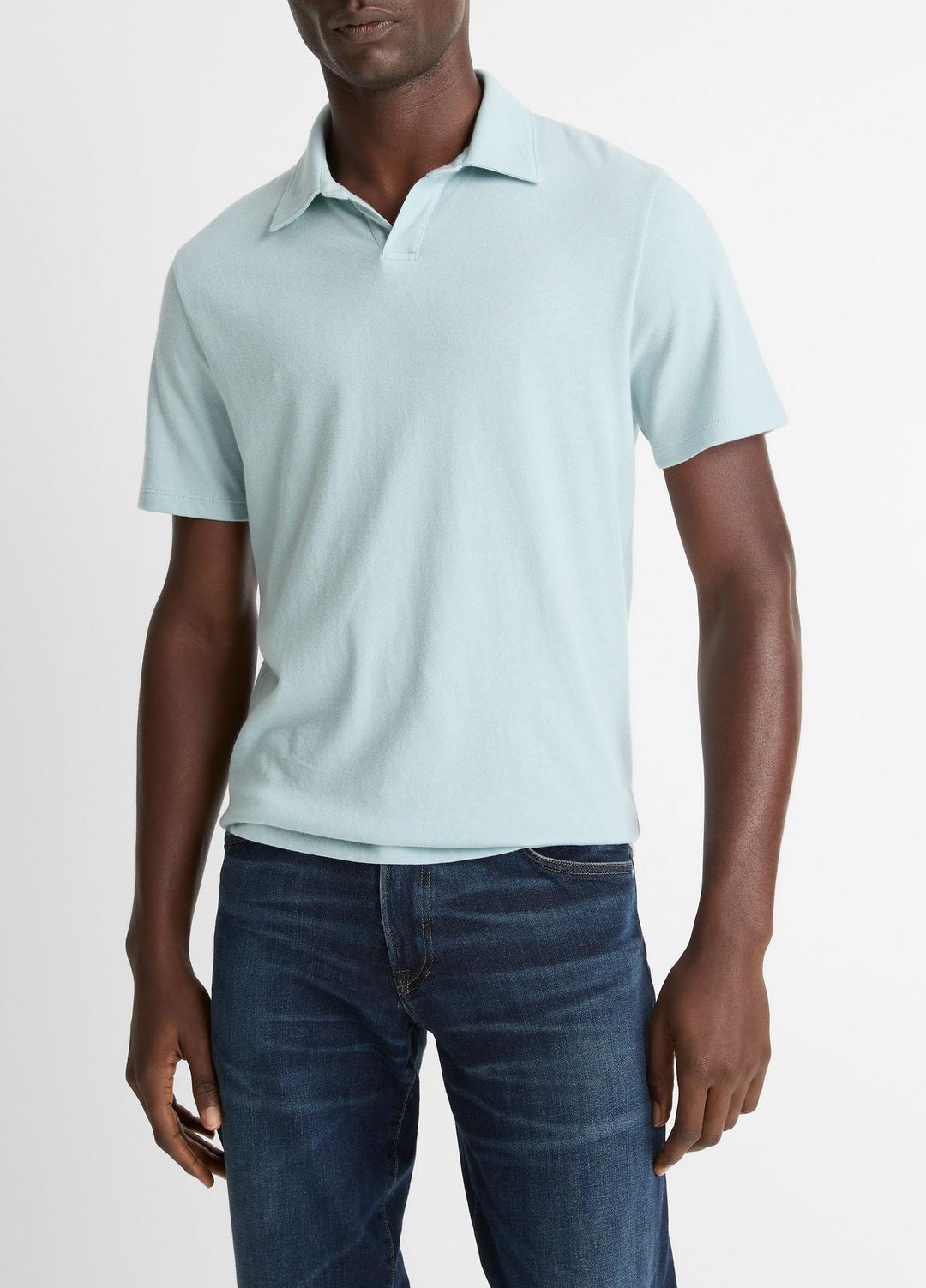 Cotton Johnny-Collar Polo Shirt in Henleys & Polos