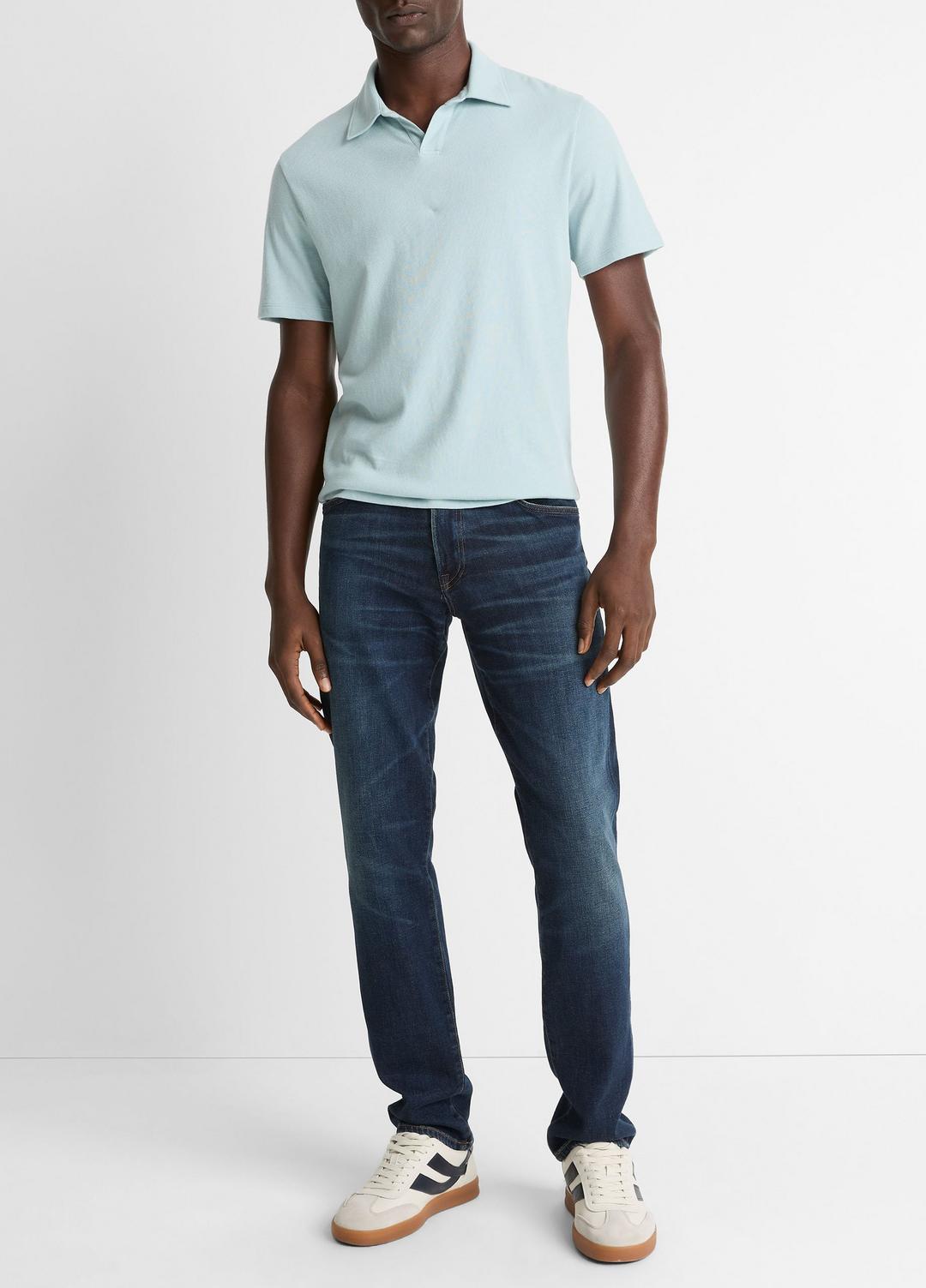 Cotton Johnny-Collar Polo Shirt in Henleys & Polos