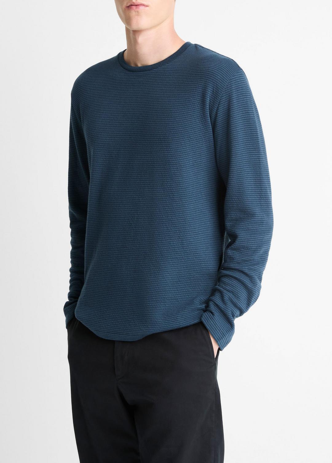 Striped Double-Knit Pima Cotton Long-Sleeve T-Shirt in Long Sleeve