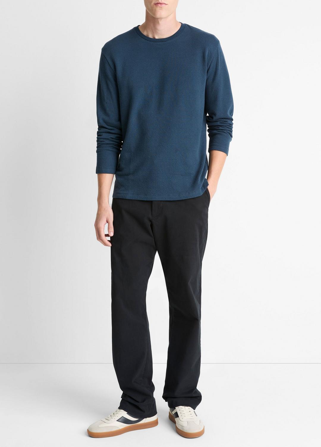Striped Double-Knit Pima Cotton Long-Sleeve T-Shirt in Long Sleeve