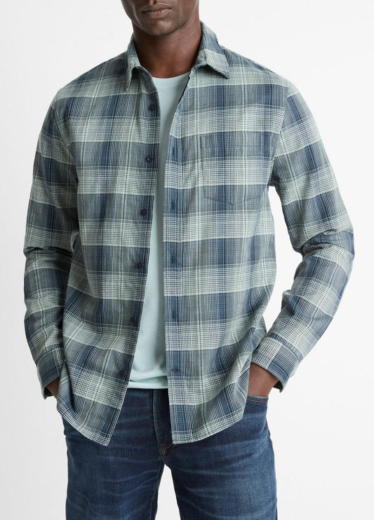 Big Sky Plaid Cotton Button-Front Shirt in Long Sleeve