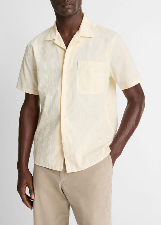 Union Stripe Cotton Short-Sleeve Loop-Collar Shirt in Short Sleeve