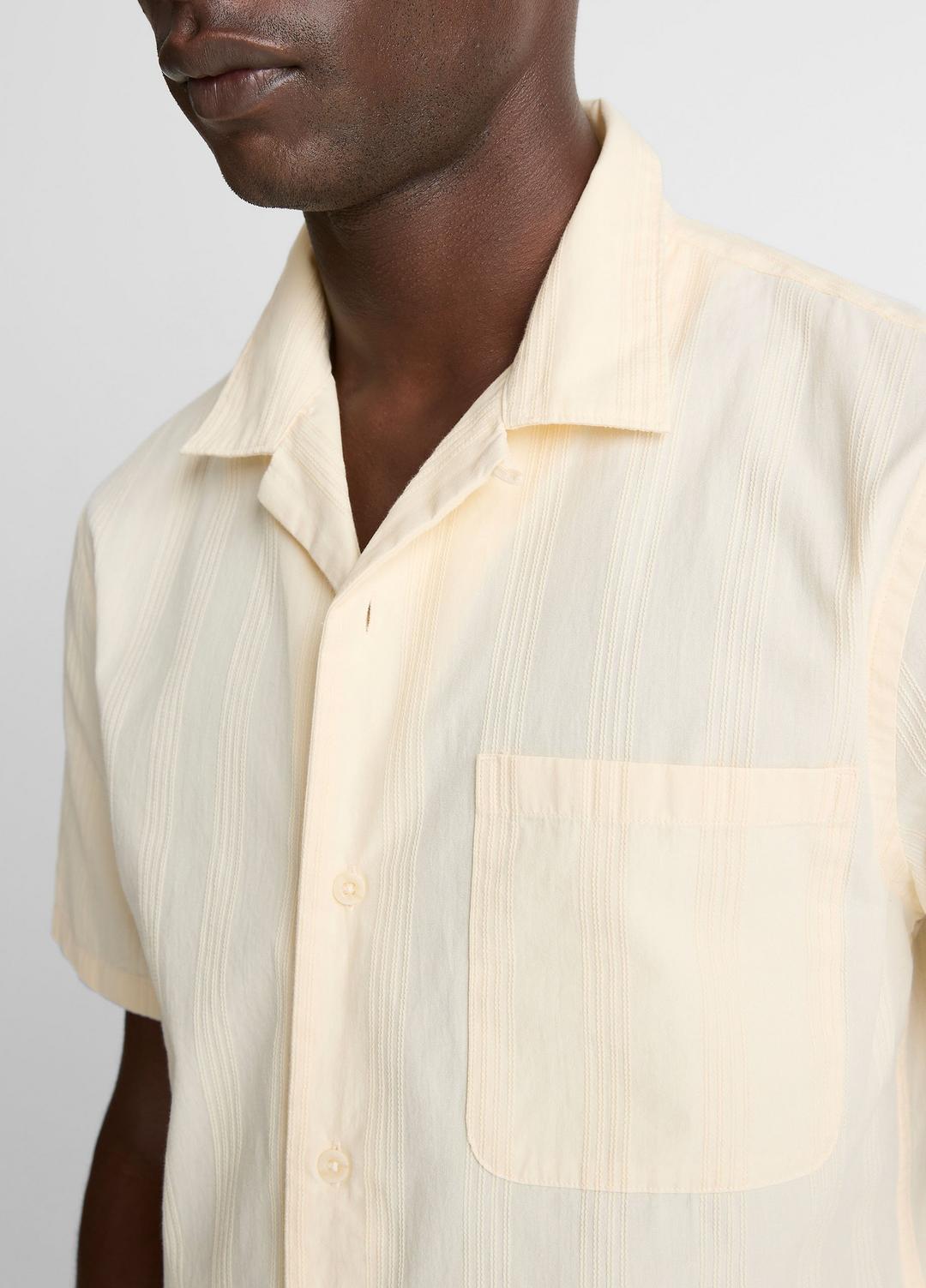 Union Stripe Cotton Short-Sleeve Loop-Collar Shirt in Short Sleeve