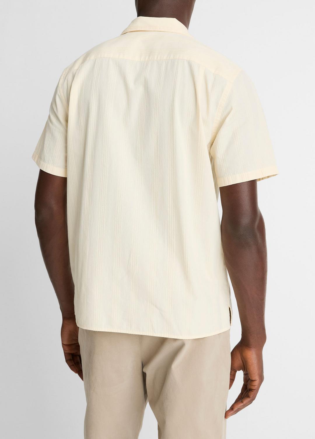 Union Stripe Cotton Short-Sleeve Loop-Collar Shirt in Short Sleeve