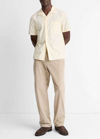 Union Stripe Cotton Short-Sleeve Loop-Collar Shirt in Short Sleeve