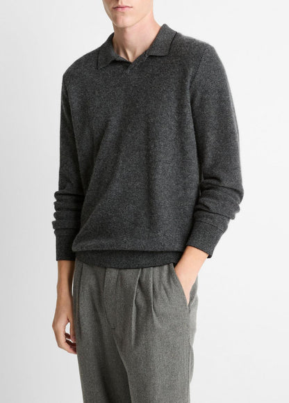 Feed Stripe Plush Cashmere Johnny-Collar Sweater in Cashmere